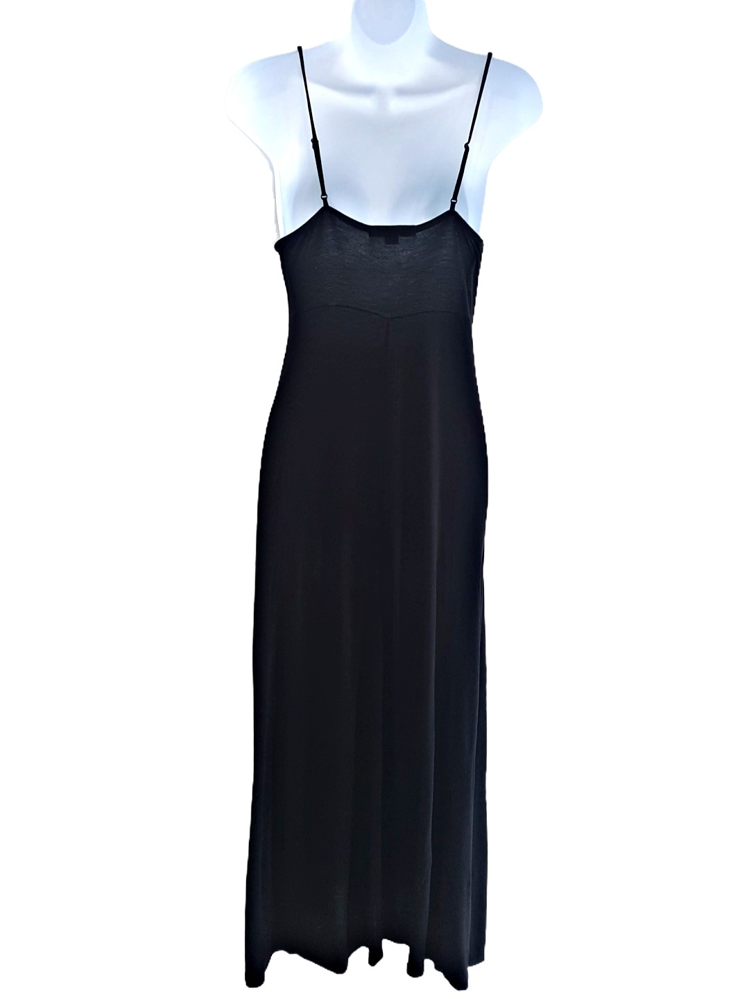 Robe longue fluide ajustée à fines bretelles élastique. – Image 3